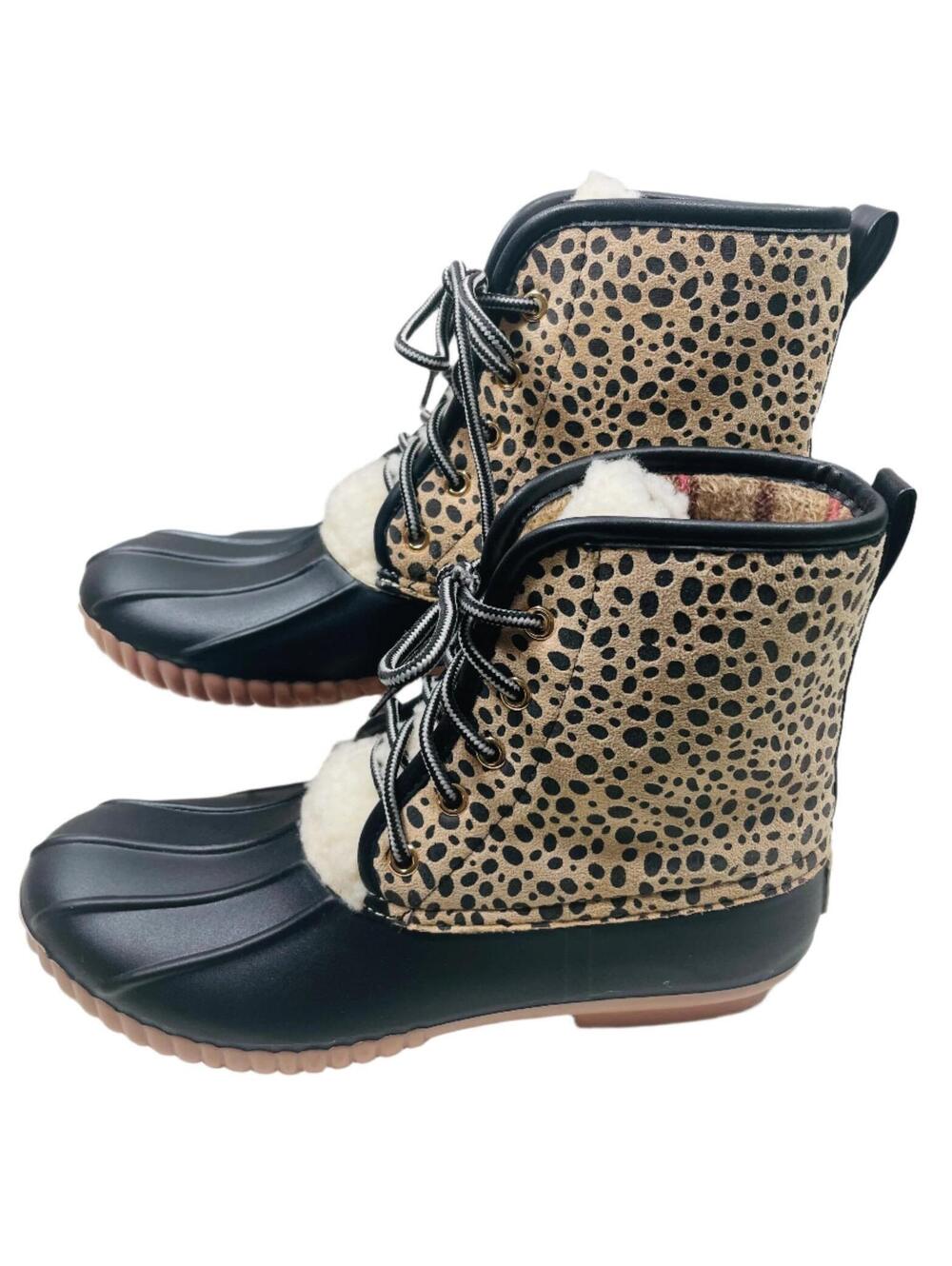 Simply Southern Leopard Print Duck Boots Ladies 9 NWOT